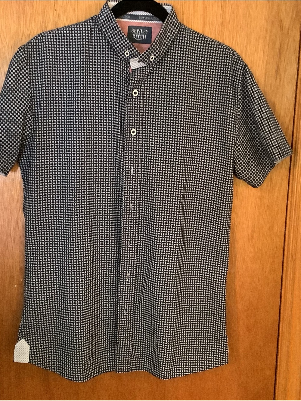 Men's Black Micro-Floral Bewley & Rich Short Sleeve Button-Up Shirt